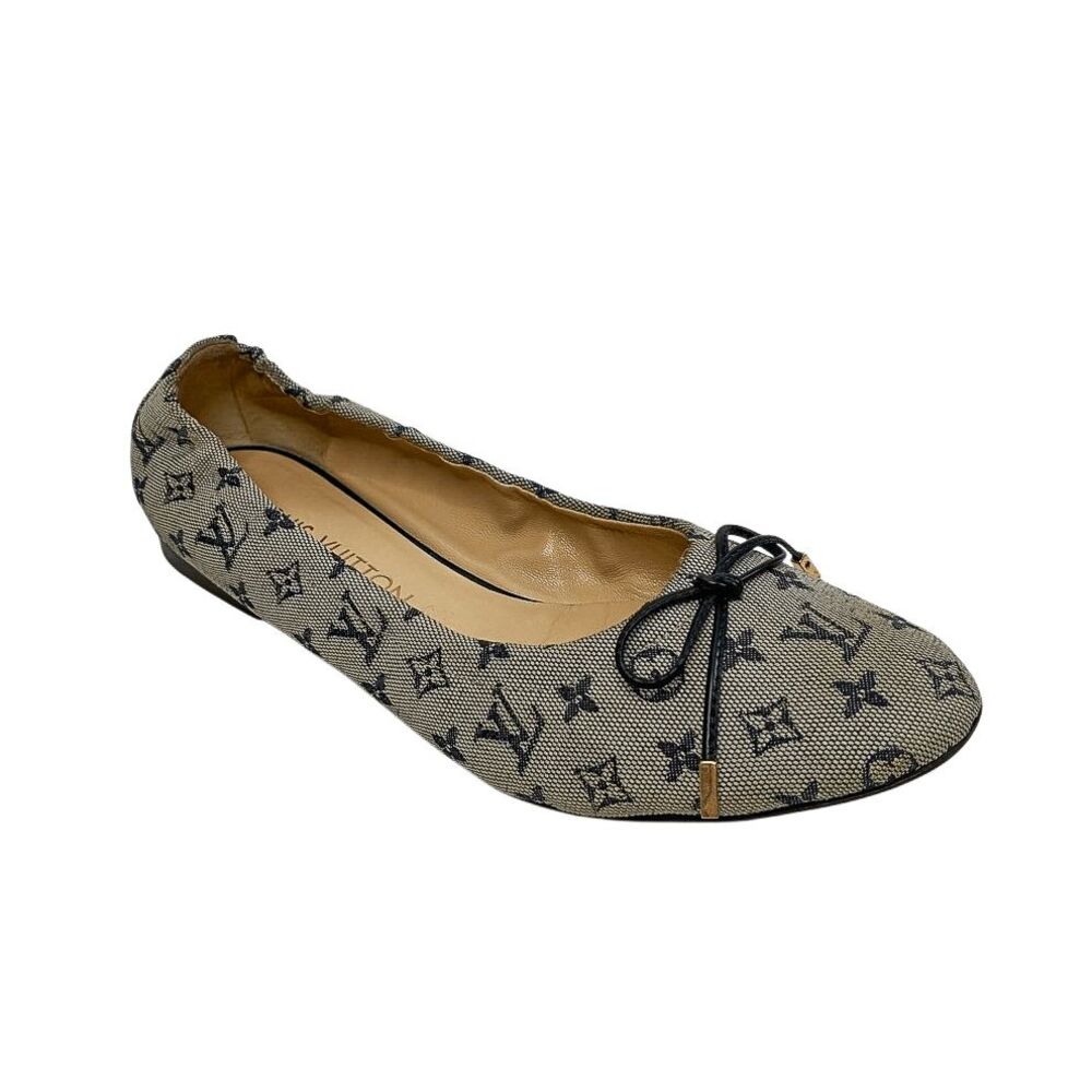 Louis Vuitton Mini Lin Debbie Ballet Bow Flats Navy Canvas EU 36.5 Monogram